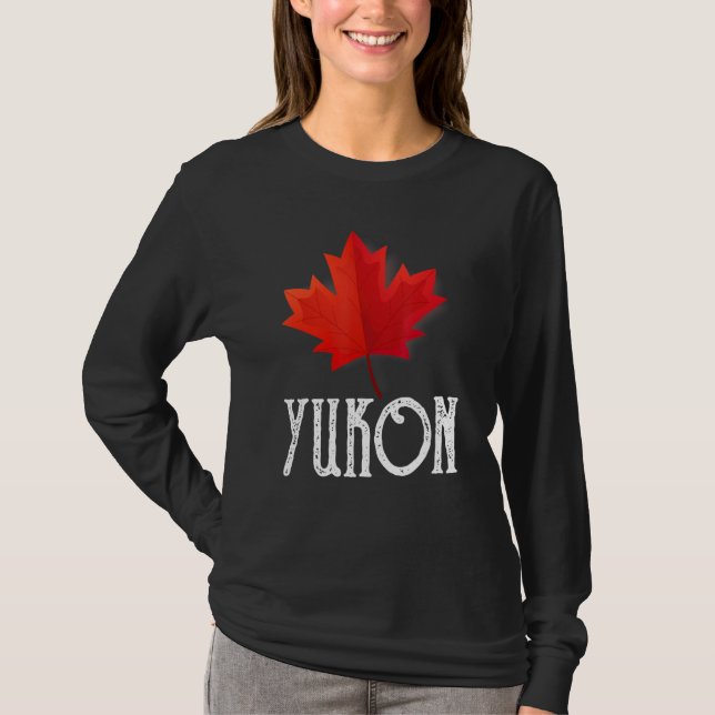 Maple Leaf Canada Flag Yukon Canada T-Shirt (Front)