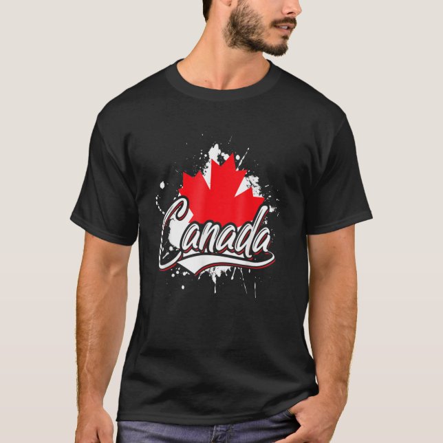 Maple Leaf Canadian Flag Canada T-Shirt (Front)