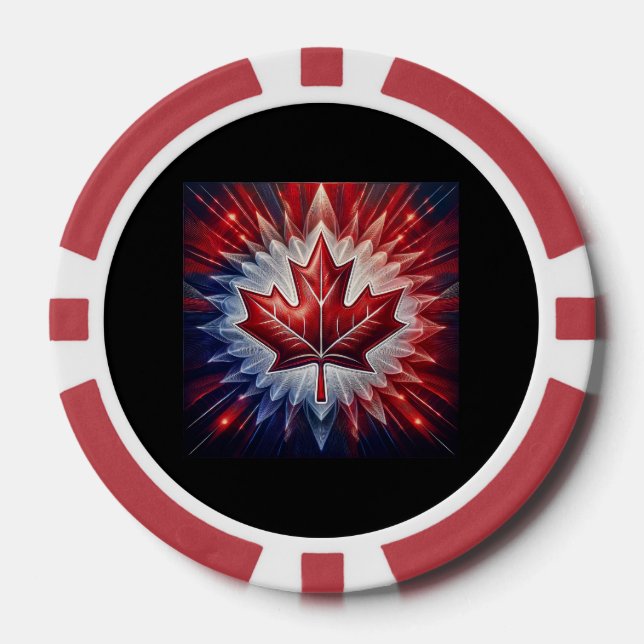  Maple Leaf Canadian Flag Fractal Poker Chips (Front)