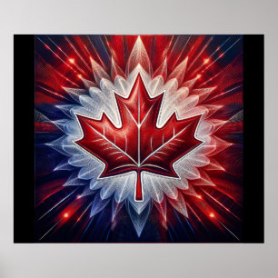 Maple Leaf Canadian Flag Fractal Poster