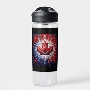 Maple Leaf Canadian Flag Fractal Water Bottle