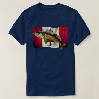 Maple Leaf Canadian Flag & Walleye Pike  T-Shirt