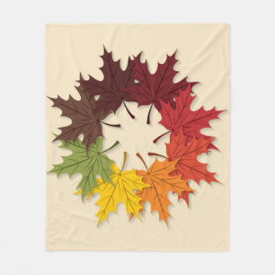 Maple leaf circle fleece blanket