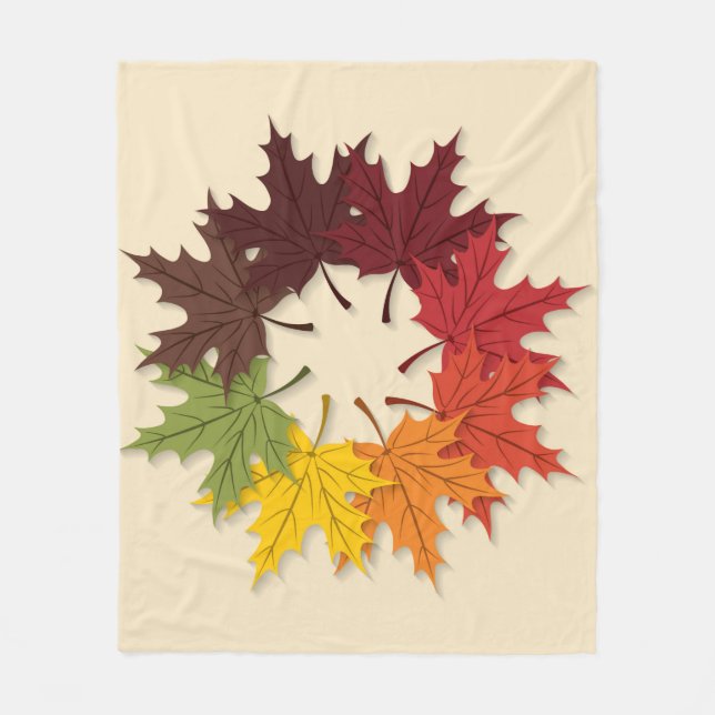 Maple leaf circle fleece blanket (Front)