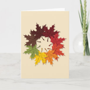 Maple leaf circle holiday card