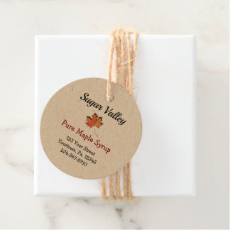Maple Leaf Cutout Round Maple Syrup Hang Tags