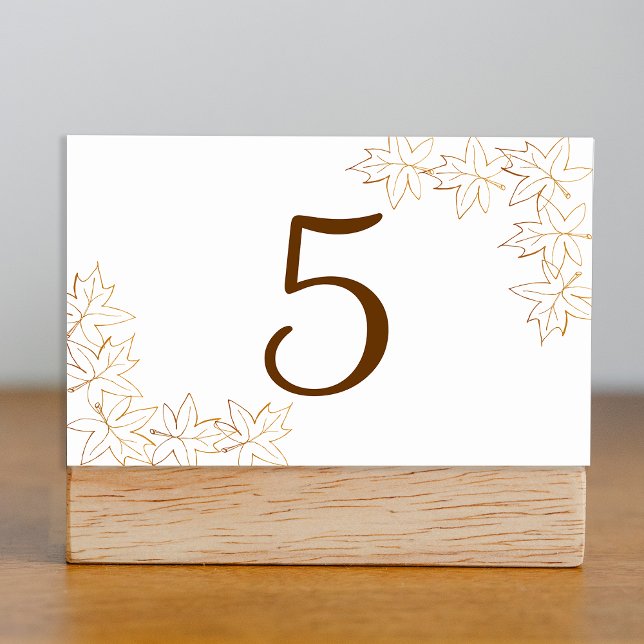 Maple Leaf Edge Fall Wedding Table Numbers (Fall in love with these autumn leaves table numbers for your celebration event.)