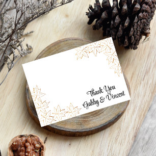 Maple Leaf Edge Fall Wedding Thank You Note - Flat Invitation