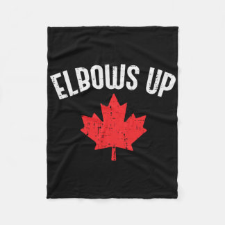 Maple Leaf Elbows Up Canada Funny Canadian Hockey Fleece Blanket