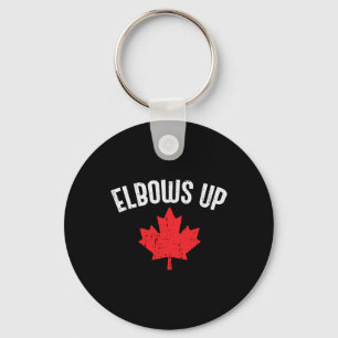 Maple Leaf Elbows Up Canada Funny Canadian Hockey Key Ring