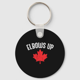 Maple Leaf Elbows Up Canada Funny Canadian Hockey Key Ring