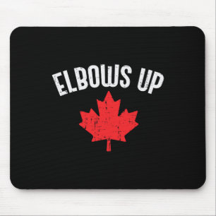 Maple Leaf Elbows Up Canada Funny Canadian Hockey Mouse Pad
