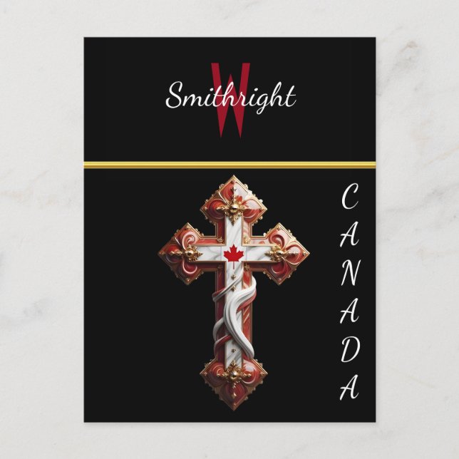 Maple Leaf Embraced by Cross Postcard (Front)