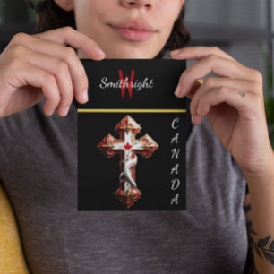 Maple Leaf Embraced by Cross Postcard
