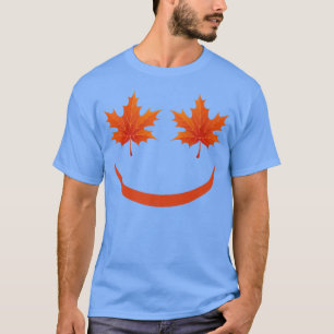 Maple Leaf Fall Smile Face Happy Fall Leaves Autum T-Shirt