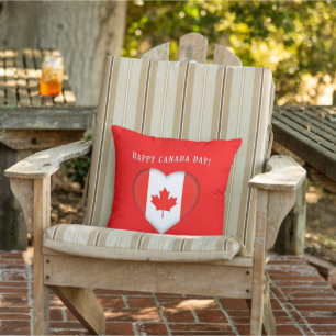 Maple Leaf Flag Happy Canada Day Cushion