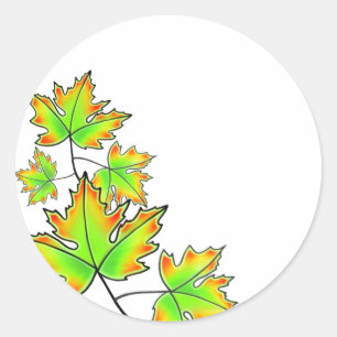 Maple Leaf, green yellow red leaves  Classic Round Sticker