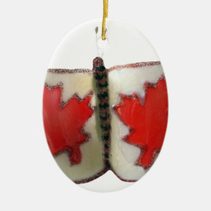 "Maple Leaf Monarch" Canadian Flag Butterfly  Ceramic Tree Decoration