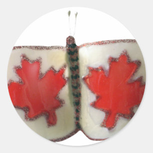 "Maple Leaf Monarch" Canadian Flag Butterfly  Classic Round Sticker
