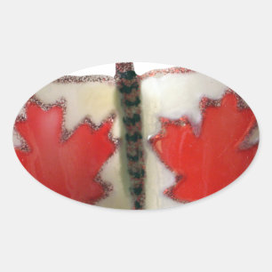"Maple Leaf Monarch" Canadian Flag Butterfly Oval Sticker