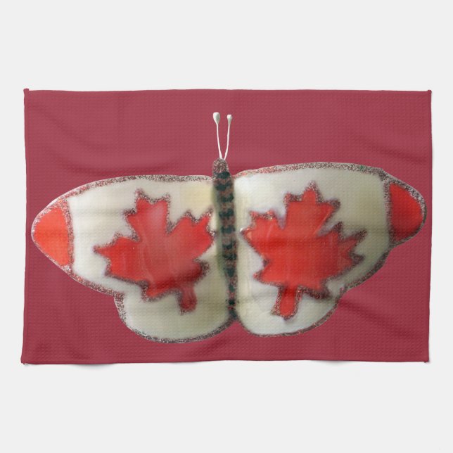 "Maple Leaf Monarch" Canadian Flag Butterfly  Tea Towel (Horizontal)