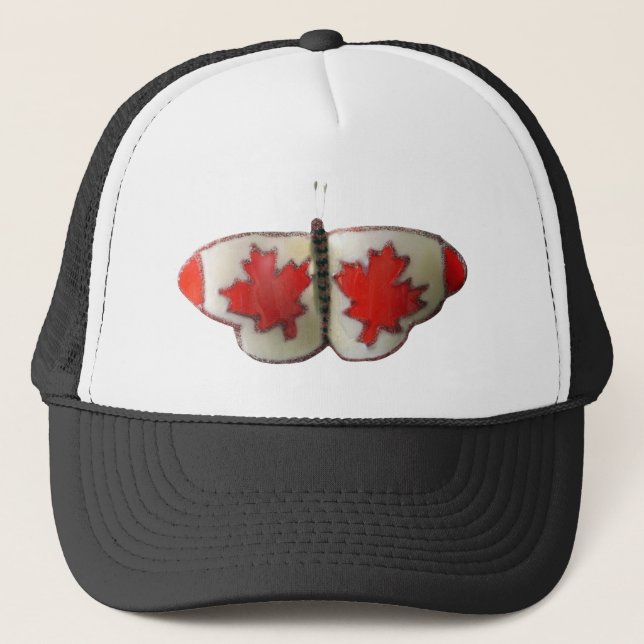 "Maple Leaf Monarch" Canadian Flag Butterfly  Trucker Hat (Front)