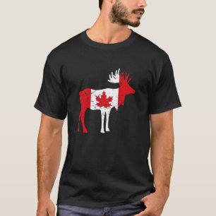Maple Leaf Moose Canadian Flag Canada T-Shirt