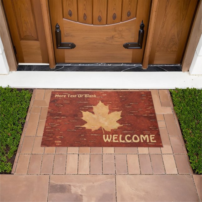Maple Leaf On Inner Birch Bark Doormat (Outdoor)