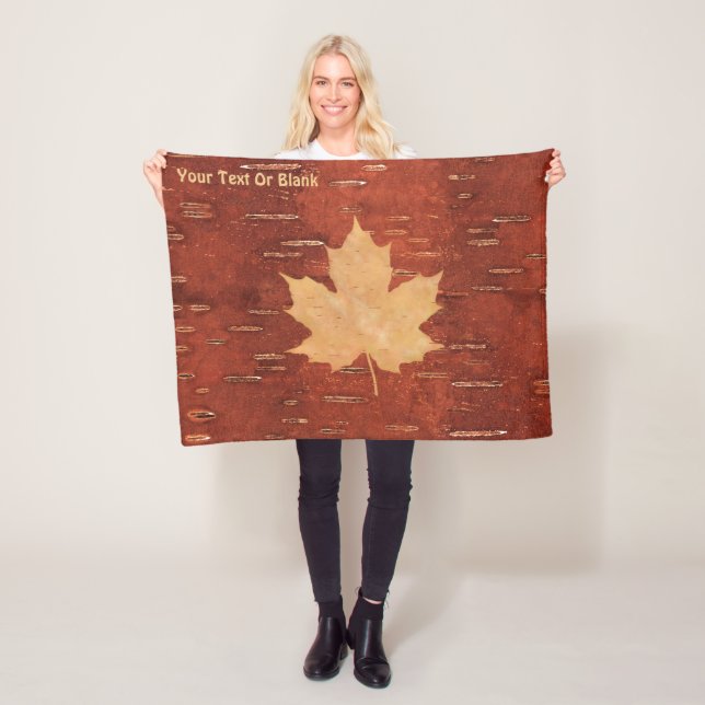 Maple Leaf On Inner Birch Bark Fleece Blanket (In Situ)