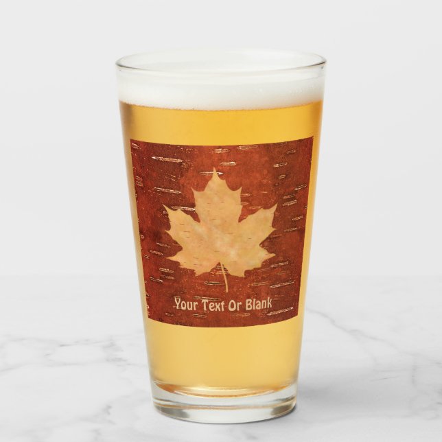 Maple Leaf On Inner Birch Bark Glass (Front Filled)