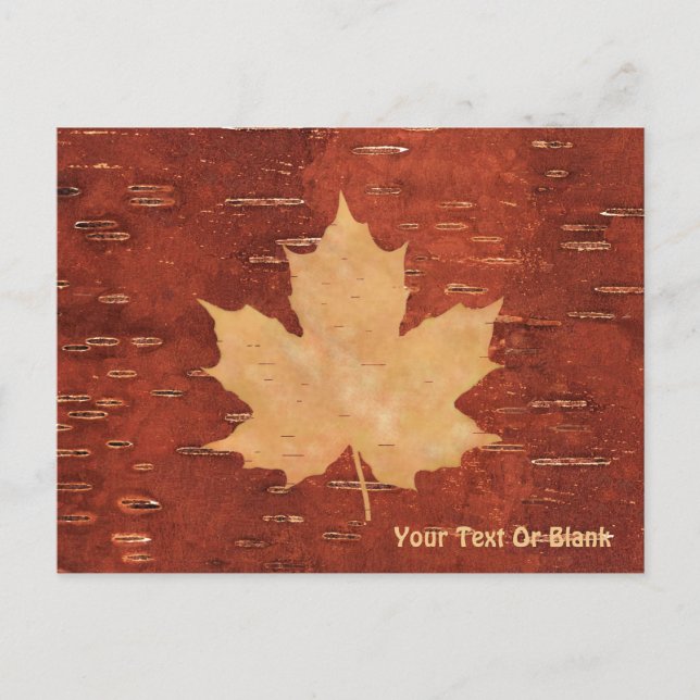 Maple Leaf On Inner Birch Bark Postcard (Front)