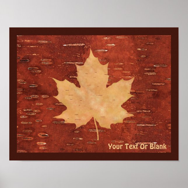 Maple Leaf On Inner Birch Bark Poster (Front)