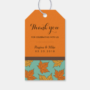 Maple Leaf Pattern Autumn Wedding Favour Gift Tags