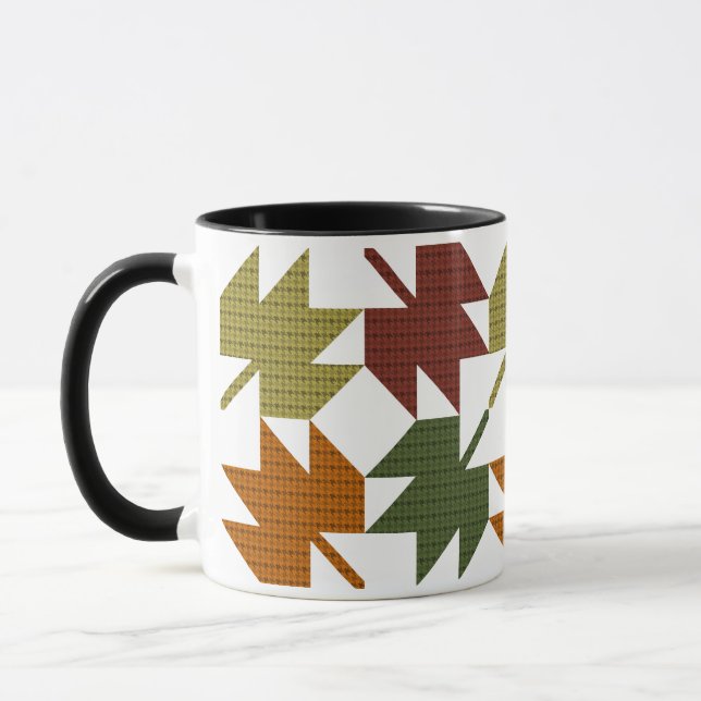 Maple Leaf Quilt Pattern Design 1 Mug (Left)