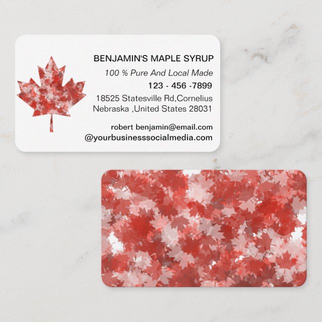 Maple Leaf Red Canada Business Card (Front/Back)