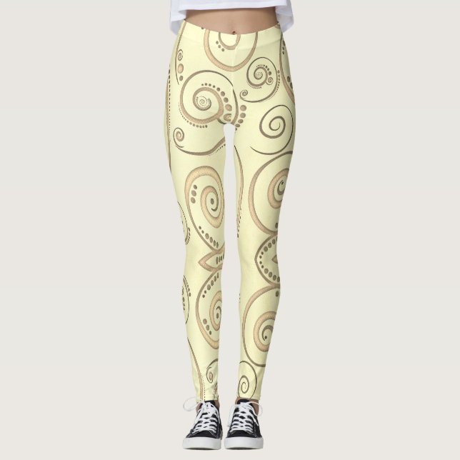 Maple Leaf Seamless Pattern Leggings (Front)
