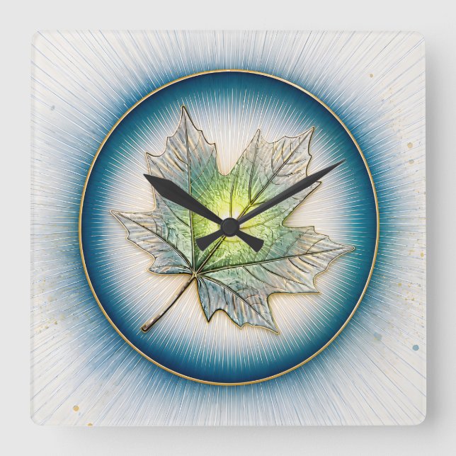 MAPLE LEAF SQUARE WALL CLOCK (Front)