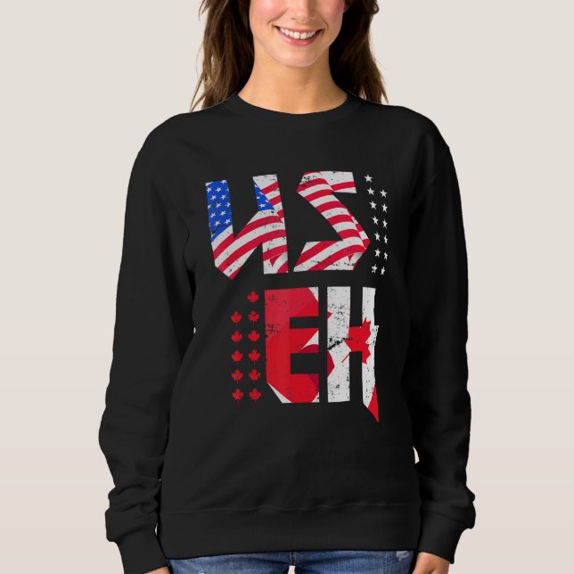 Maple Leaf Us Flag Canadian American Pride Useh Ca Sweatshirt (Front)