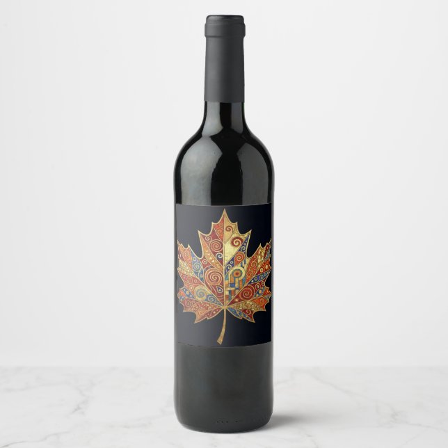 MAPLE LEAF Wine Label: Wine Bottle Sticker (Front)