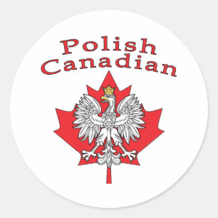 Maple Leaf With Polish Canadian Classic Round Sticker