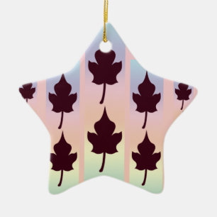 Maple Leaf with Rainbow - Ceramic Tree Decoration