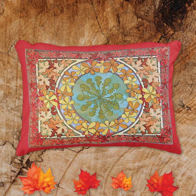 Maple Leaves Abstract Pattern Alphonse Mucha Decorative Cushion (Creator Uploaded)