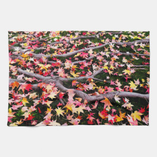 Maple Leaves and Maple Roots Tea Towel