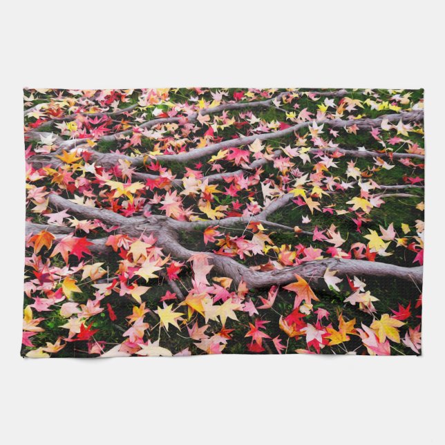 Maple Leaves and Maple Roots Tea Towel (Horizontal)