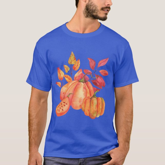 Maple leaves and ripe pumpkin Oversized T-Shirt (Front)