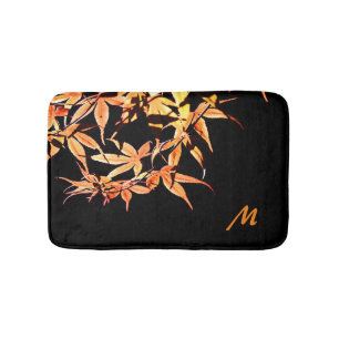 Maple Leaves Autumn Monogram Bath Mat