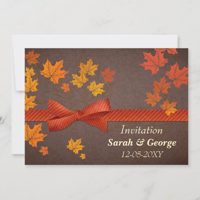 maple leaves, autumn wedding invitation (Front)