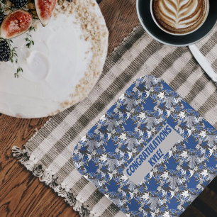 Maple Leaves Blue on a Charcoal Background  Paper Plate