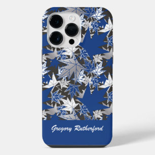 Maple Leaves Blue on Charcoal Phone Case