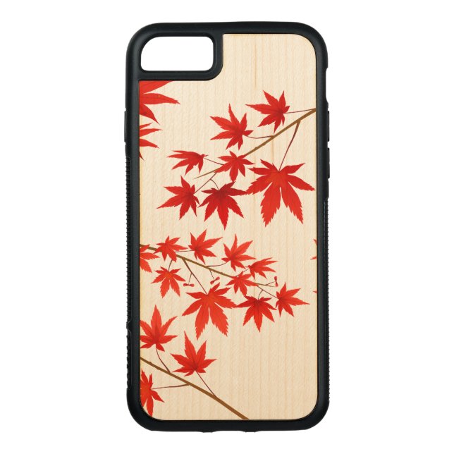 Maple Leaves Carved Wood iPhone Case (Back)